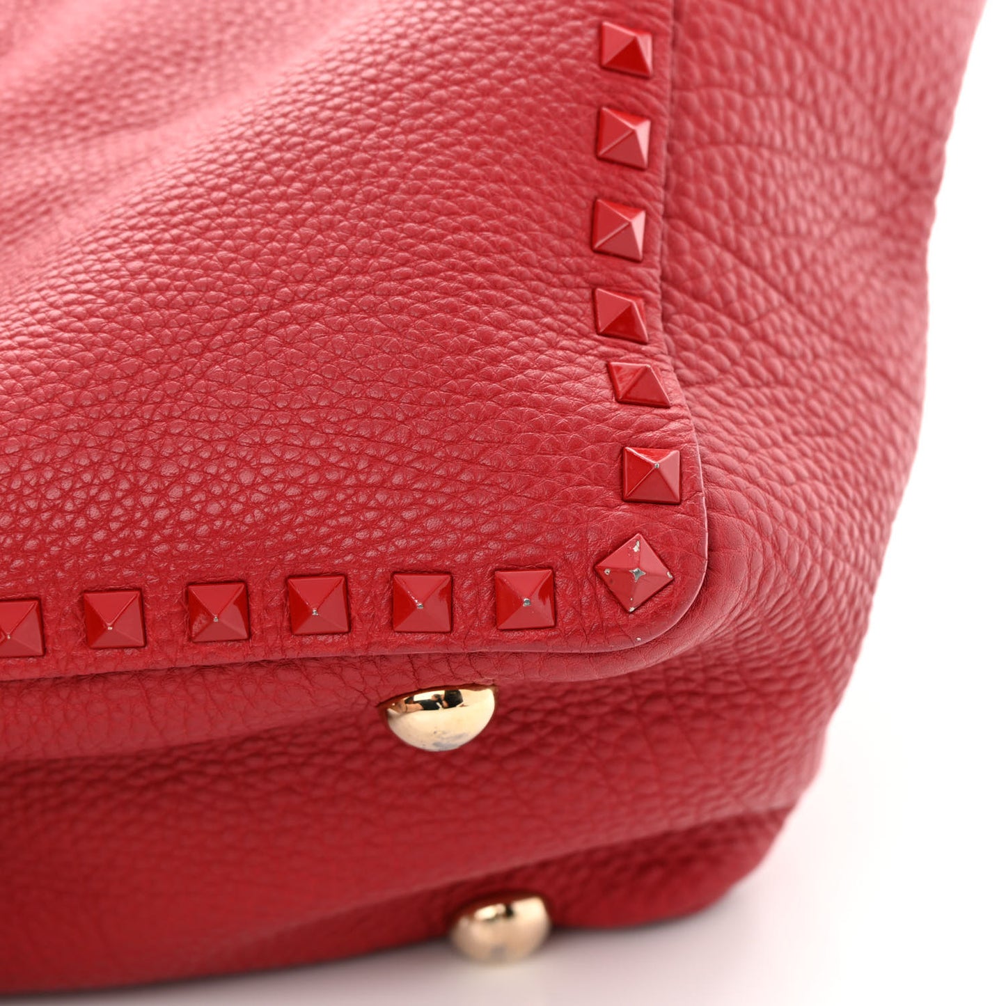 Vitello Monochrome Medium Rockstud Tote Rosso Valentino