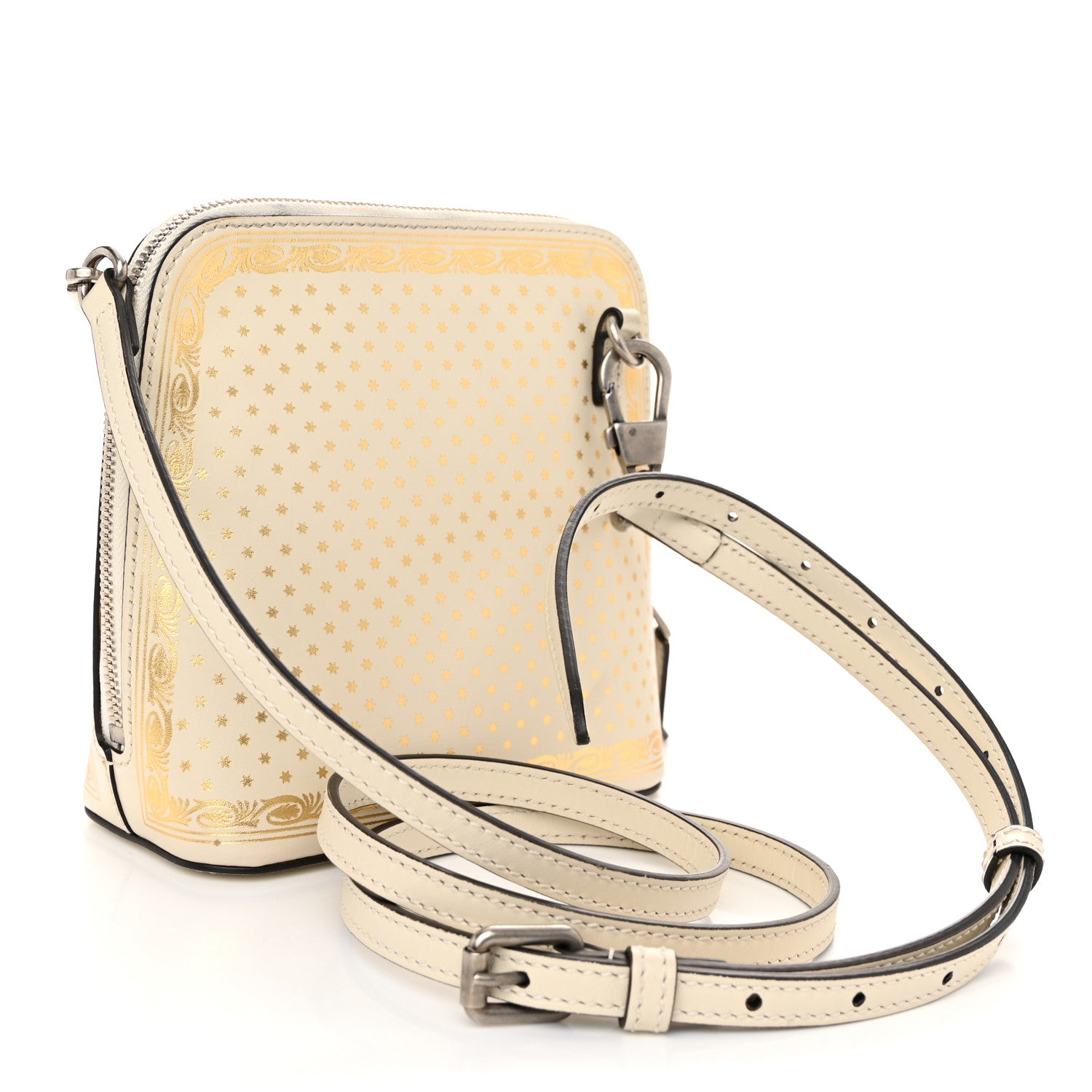 Gucci X SEGA Calfskin GUCCY Stars Mini Dome Shoulder Bag Mystic White Gold 3 of 13