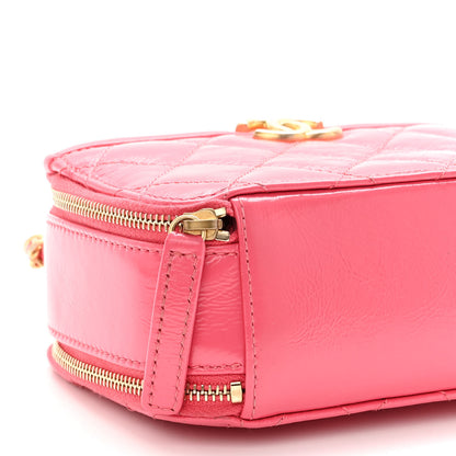 Chanel Crumpled Calfskin Quilted Mini Get Round Top Handle Vanity Case Pink 9 of 10
