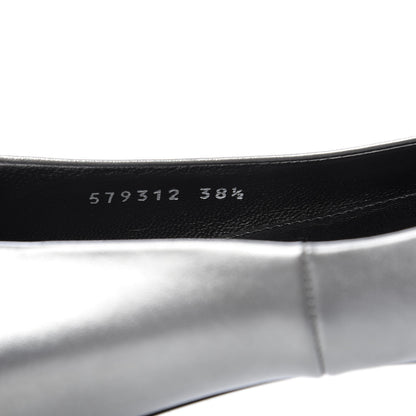 Balenciaga Metallic Calfskin BB Knife Pointy Toe Ballerina Flats 38.5 Silver Hardware 9 of 10