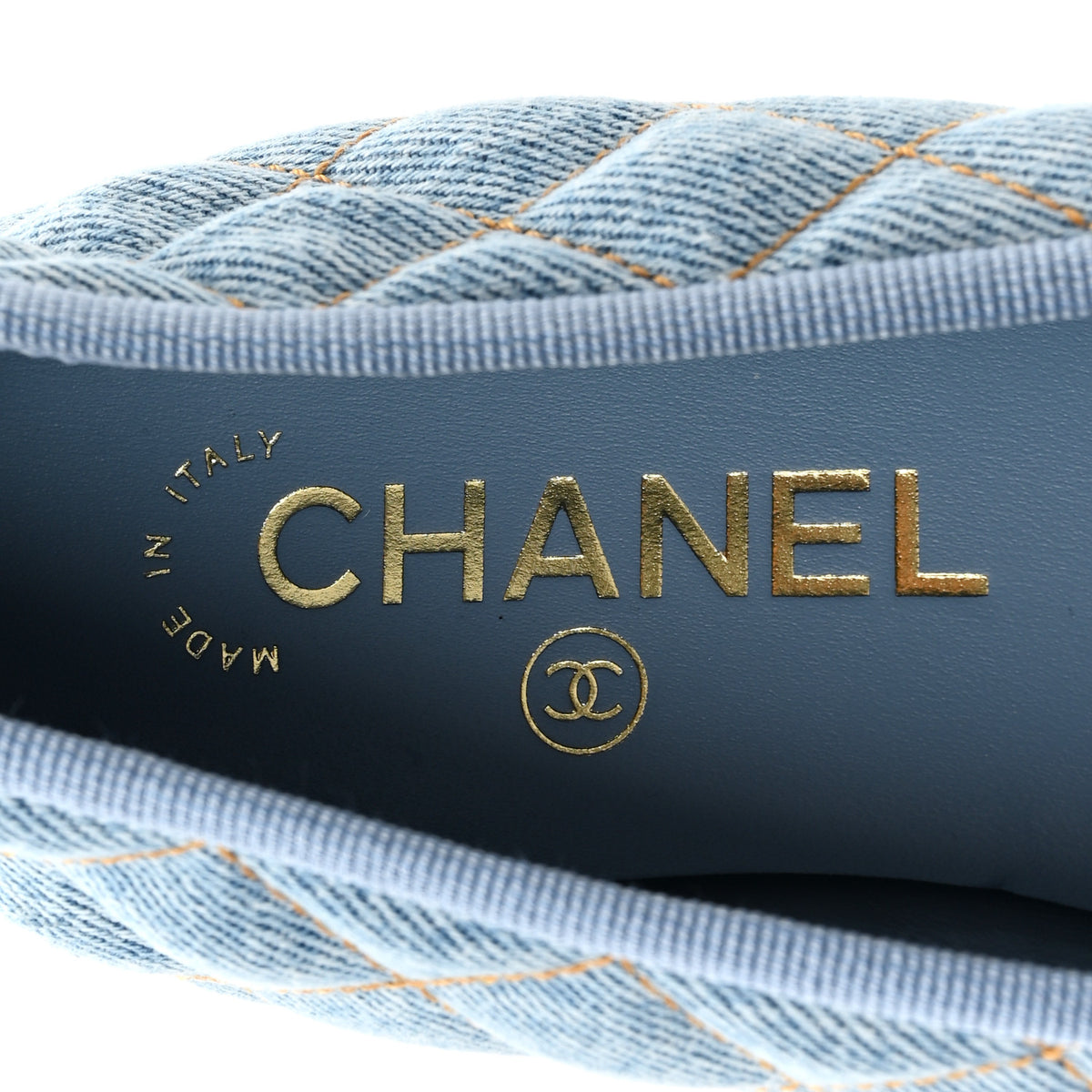 Chanel Denim Quilted Cap Toe CC Ballerina Flats 36.5 Light Blue 7 of 10