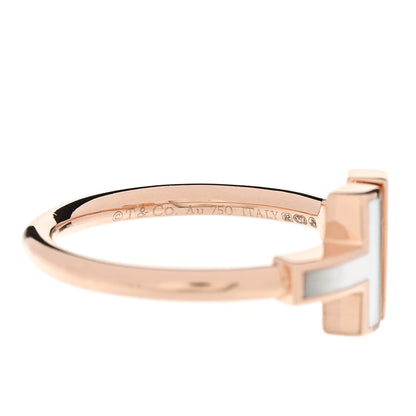 Tiffany 18K Rose Gold Mother of Pearl T Wire Ring 54/7 4 of 4