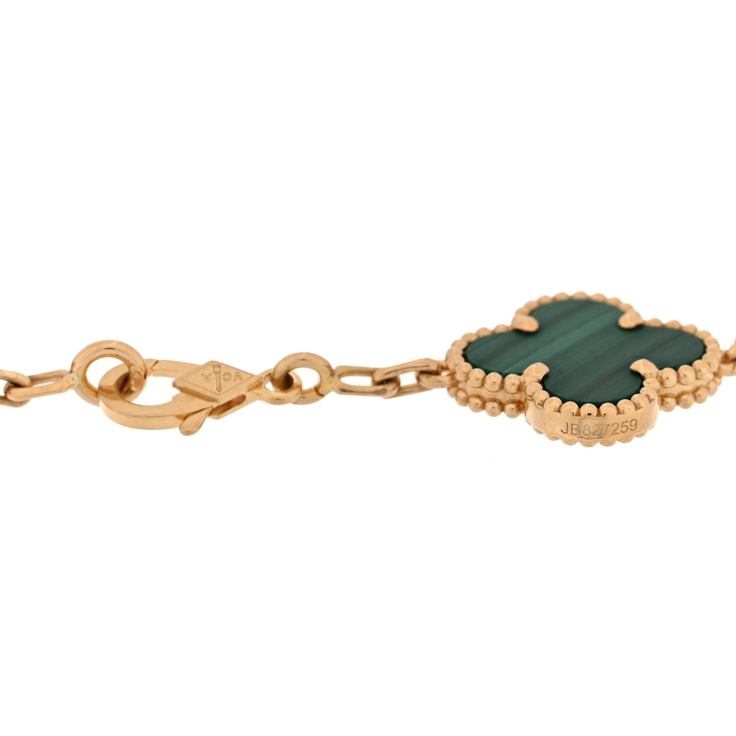 Van Cleef & Arpels 18K Yellow Gold Malachite 5 Motifs Vintage Alhambra Bracelet 3 of 3