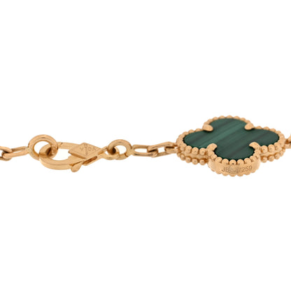 Van Cleef & Arpels 18K Yellow Gold Malachite 5 Motifs Vintage Alhambra Bracelet 3 of 3
