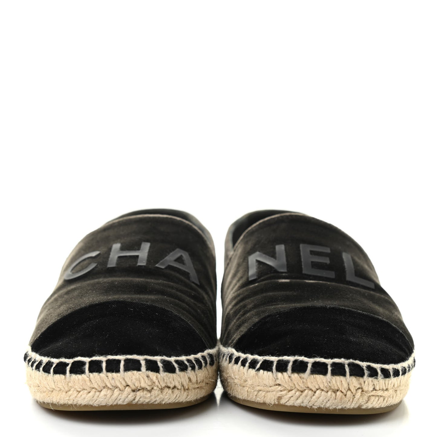 Velvet Logo Espadrilles 37 Grey Black