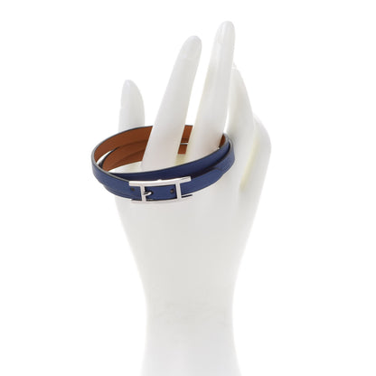 Hermes Swift Hapi 3 MM Triple Tour Bracelet T2 Bleu Saphir 2 of 8