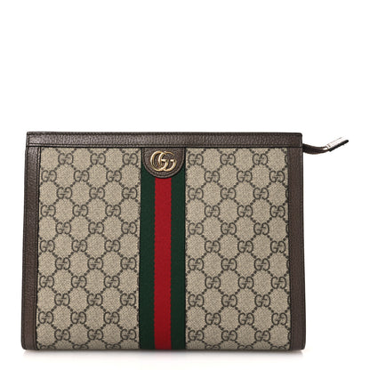 Gucci GG Supreme Monogram Web Ophidia Pouch Brown 1 of 11