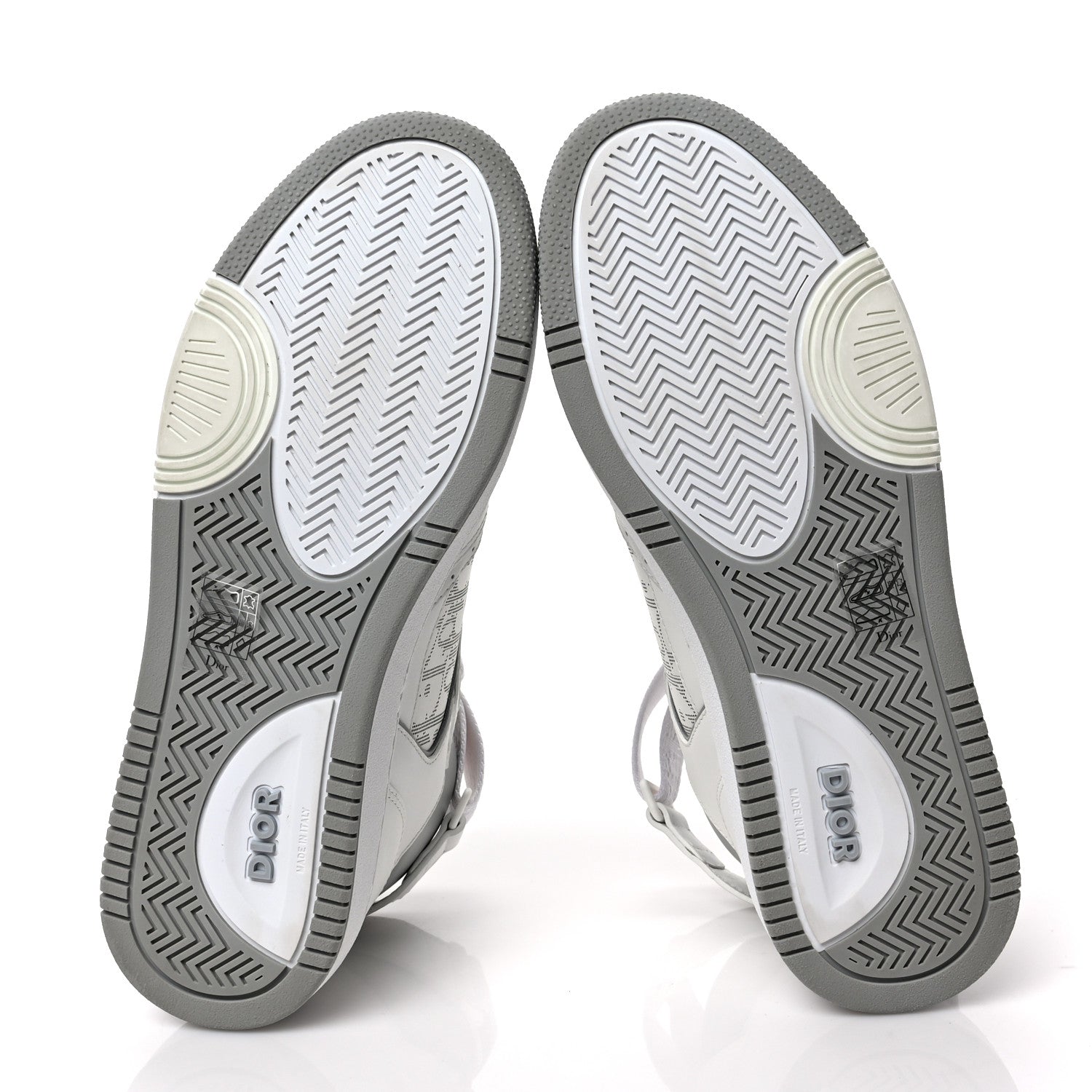 Christian Dior Smooth Calfskin Oblique Galaxy Perforated Mens B27 Mid Top Sneakers 41 White Grey 6 of 8