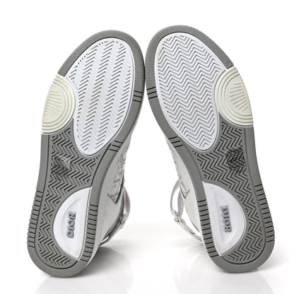 Christian Dior Smooth Calfskin Oblique Galaxy Perforated Mens B27 Mid Top Sneakers 41 White Grey 6 of 8