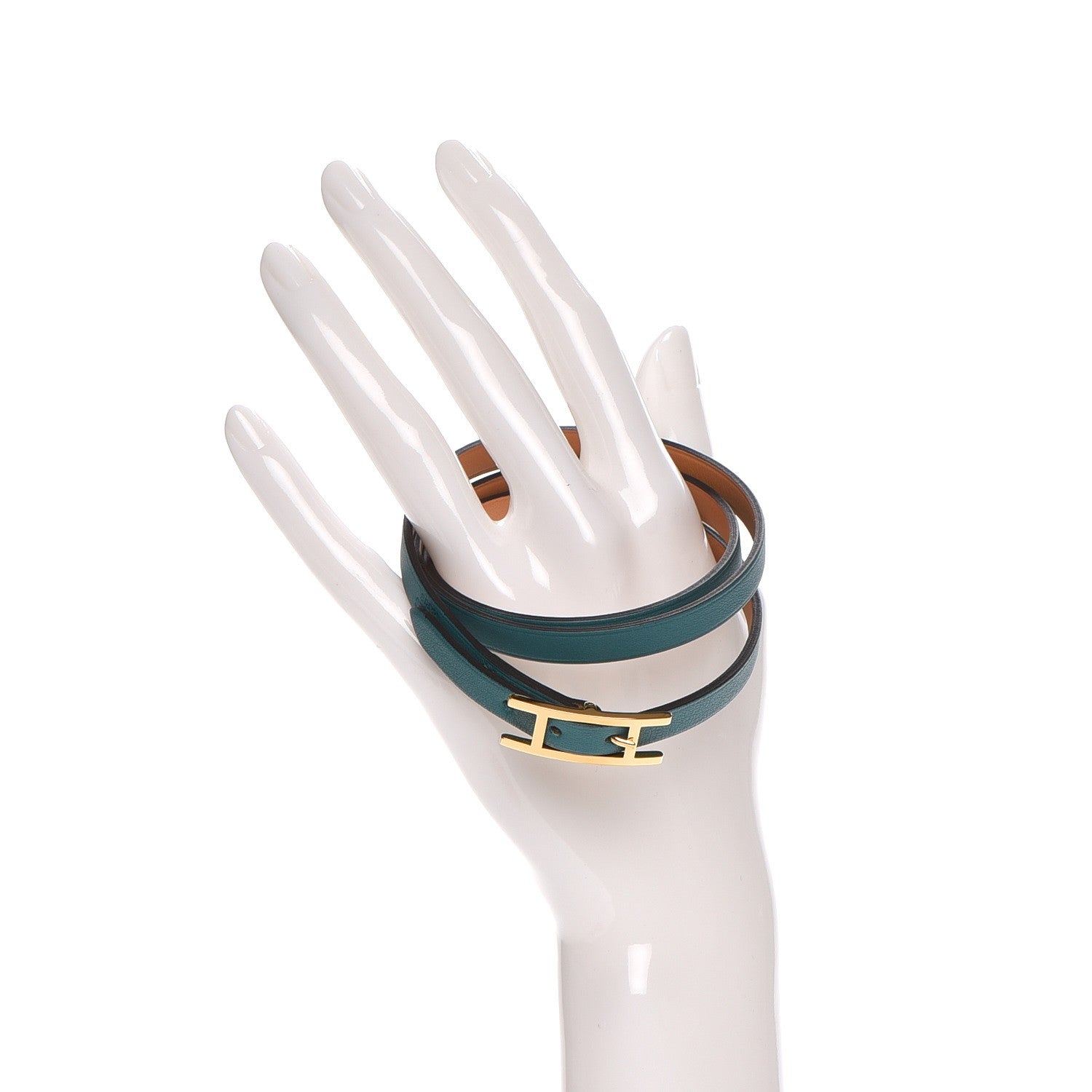 Hermes Swift Hapi 3 MM Triple Tour Wrap Bracelet Malachite 8 of 12