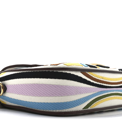 Fendi X SARA COLEMAN Canvas Vitello King Seta FF Fish Eye Embroidered Baguette Grezzo Multicolor Ghianda 10 of 10