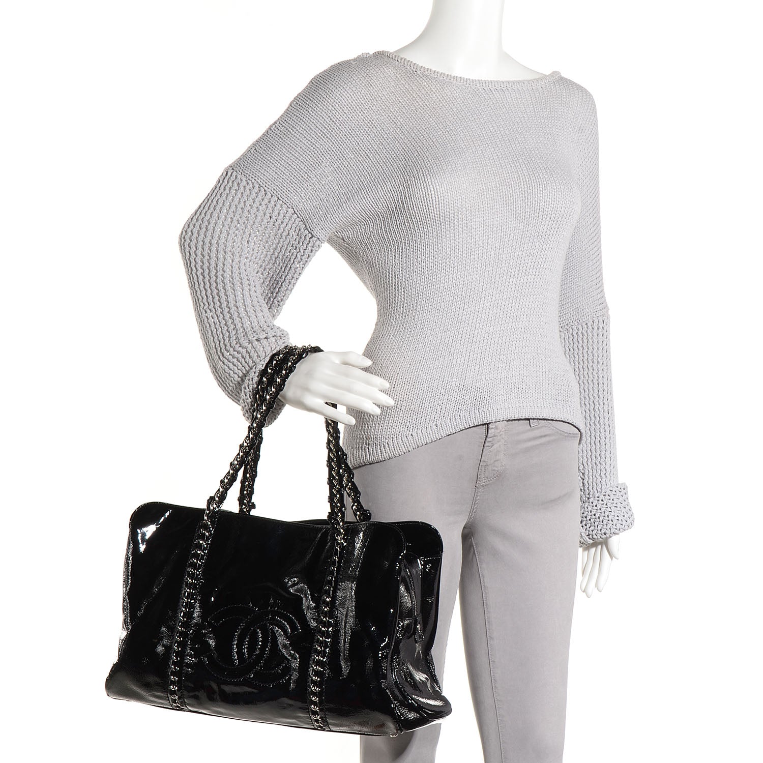Chanel Patent Calfskin Large Luxe Ligne Tote Black 2 of 7