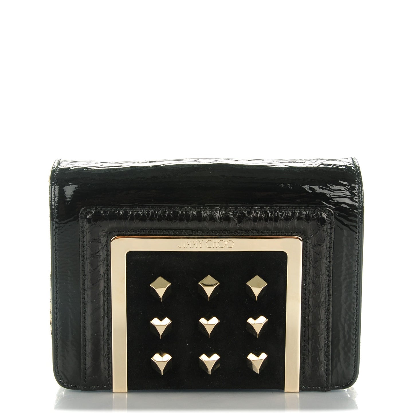 Crinkled Patent Elaphe Ava Crossbody Bag Black
