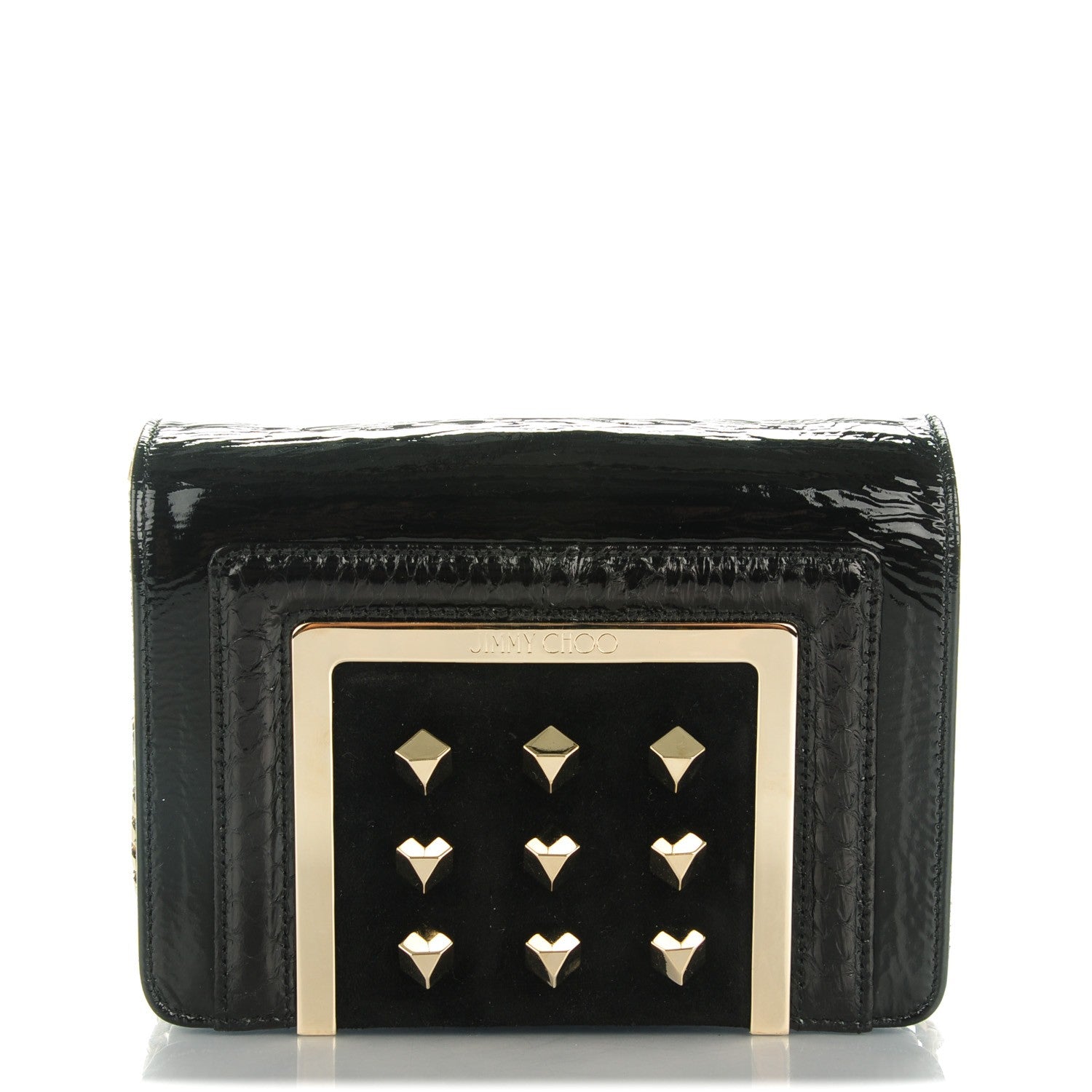 Jimmy Choo Crinkled Patent Elaphe Ava Crossbody Bag Black 1 of 7
