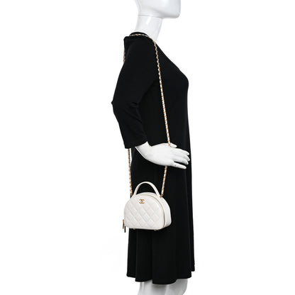 Chanel Lambskin Quilted Small Chic Riviera Top Handle Vanity Case White 2 of 10