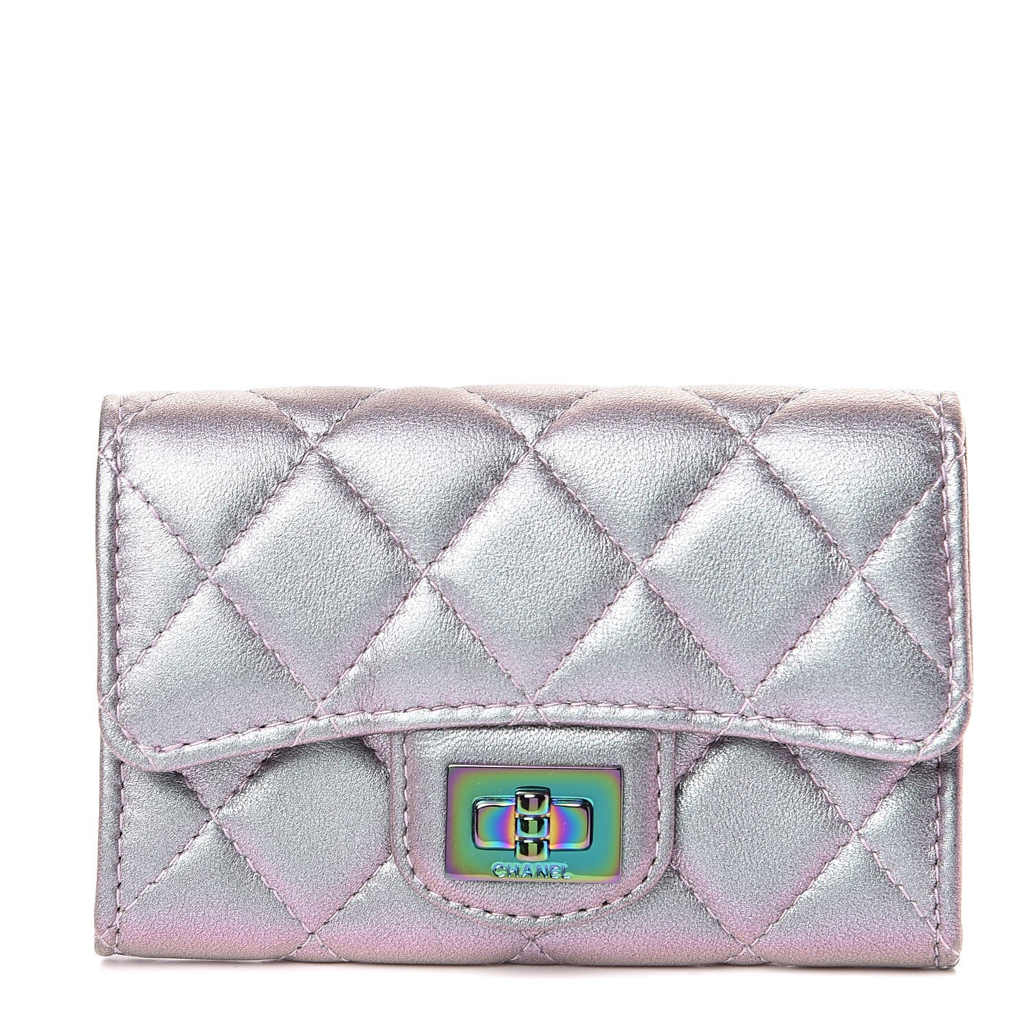 Chanel Iridescent Lambskin Quilted Reissue Flap Card Holder Light Purple 1 of 14