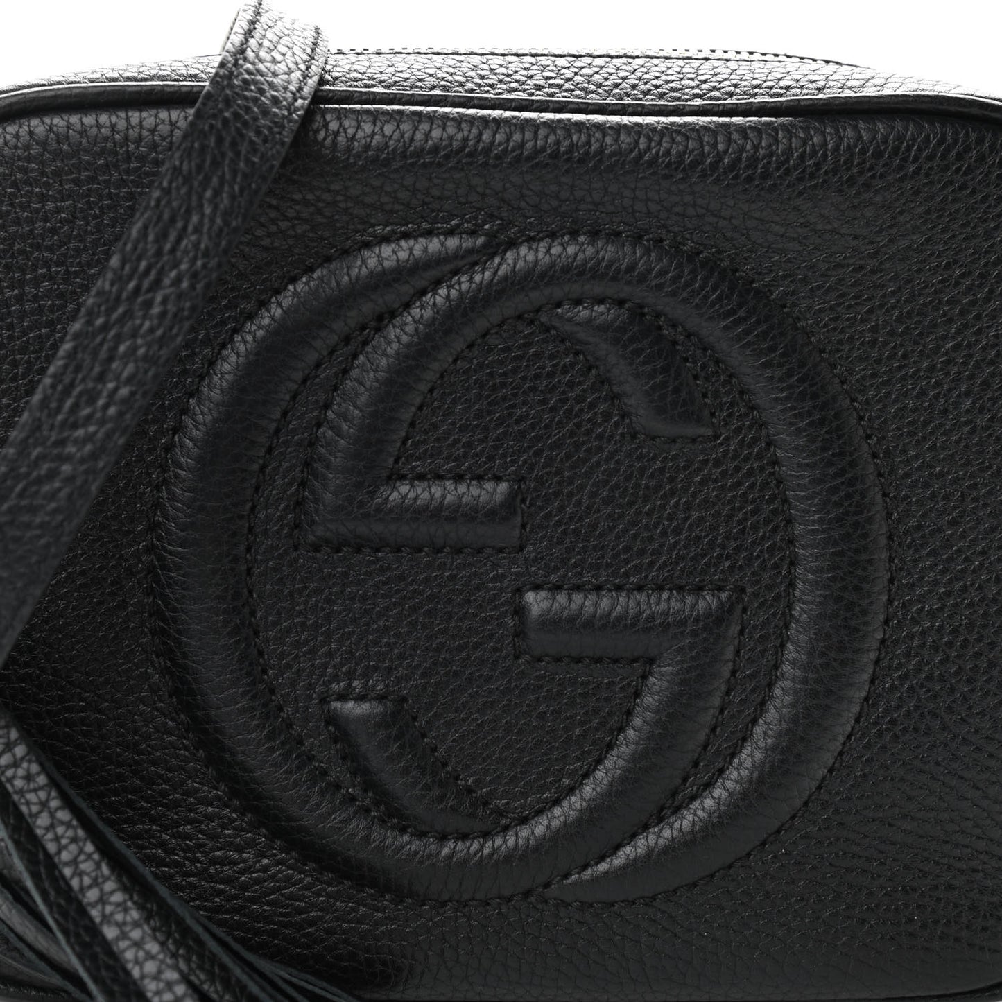 Pebbled Calfskin Small Soho Disco Bag Black