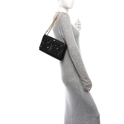 Saint Laurent Calfskin Crystal Medium Monogram Kate Satchel Black 2 of 10
