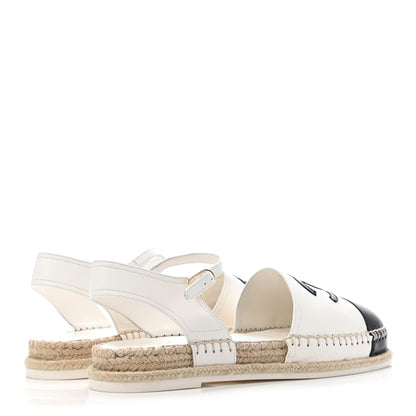 Chanel Lambskin Cap Toe CC Espadrille Sandals 42 White Black 4 of 7
