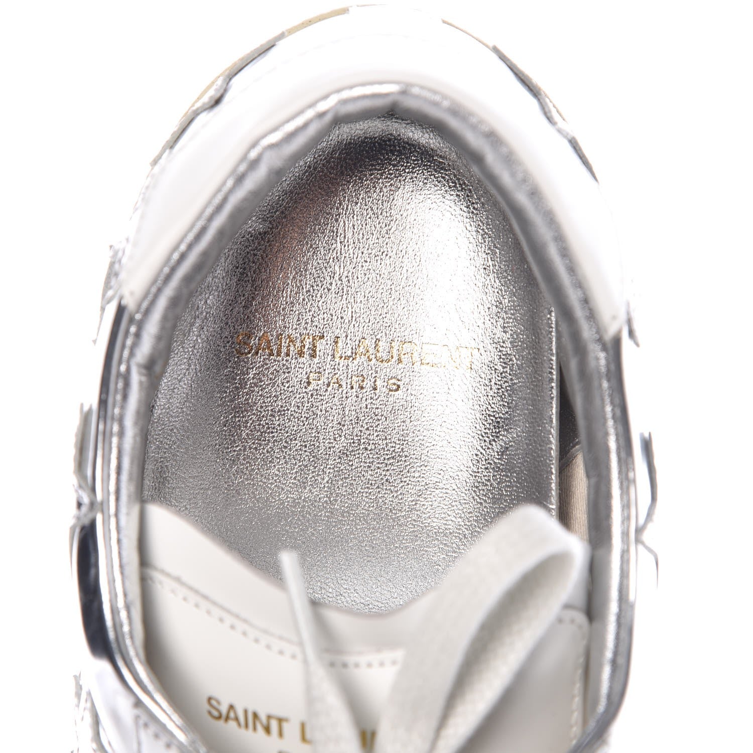 Saint Laurent Vitellino Laminato Star Sneakers 39 Argento 7 of 9