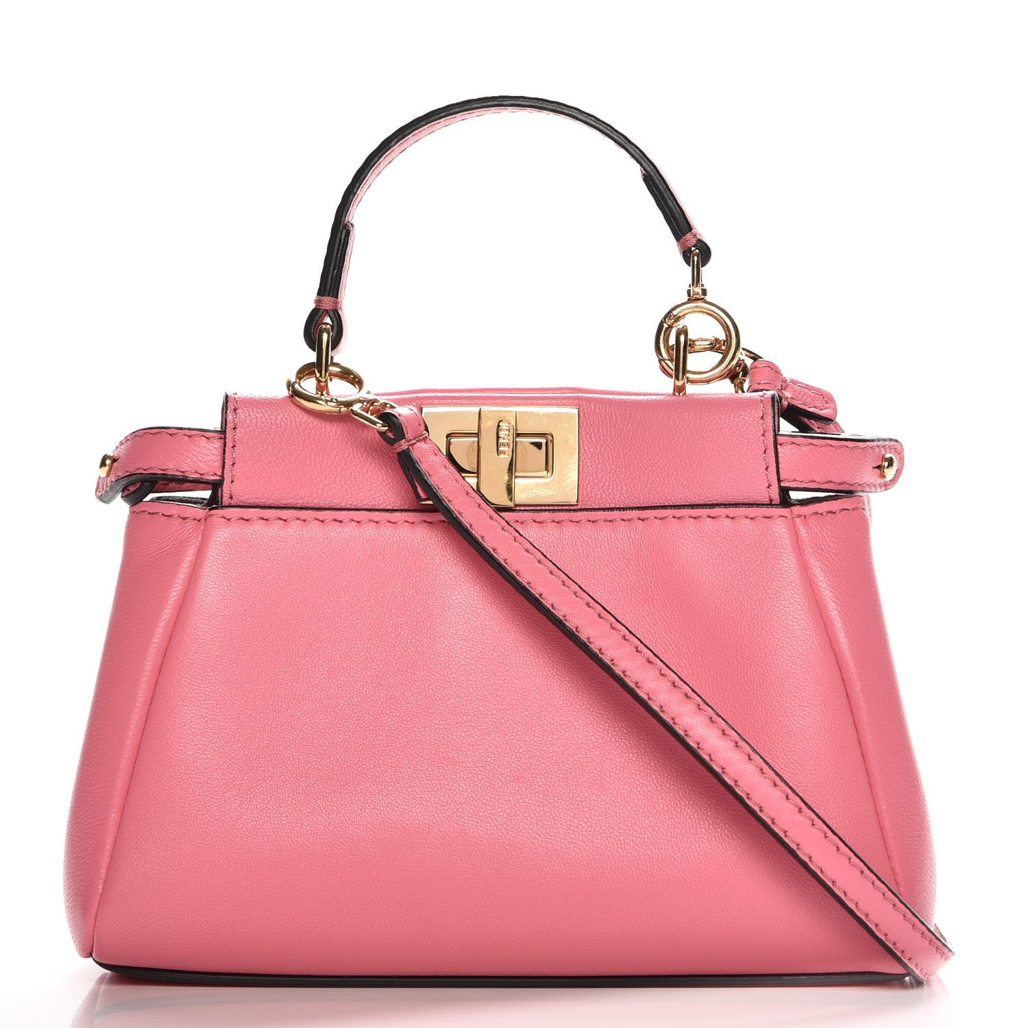 Fendi Shiny Nappa Micro Peekaboo Iconic Satchel Rosa Fluo 1 of 10