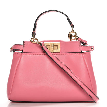 Fendi Shiny Nappa Micro Peekaboo Iconic Satchel Rosa Fluo 1 of 10