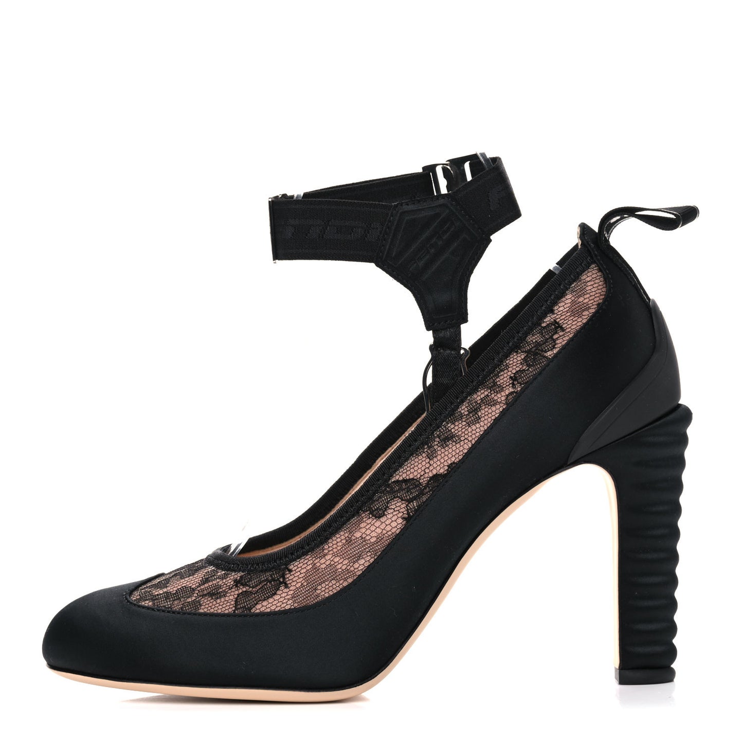 Satin Lace Promenade Pumps 38 Black Skin