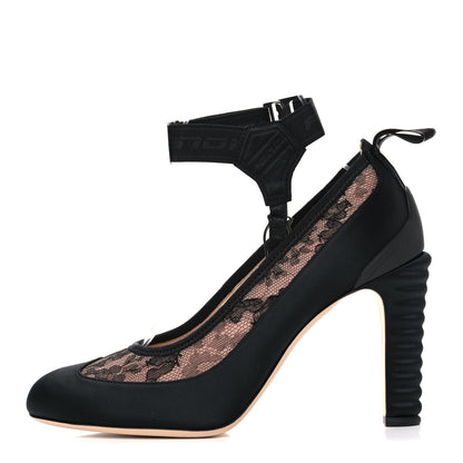 Fendi Satin Lace Promenade Pumps 38 Black Skin 1 of 12