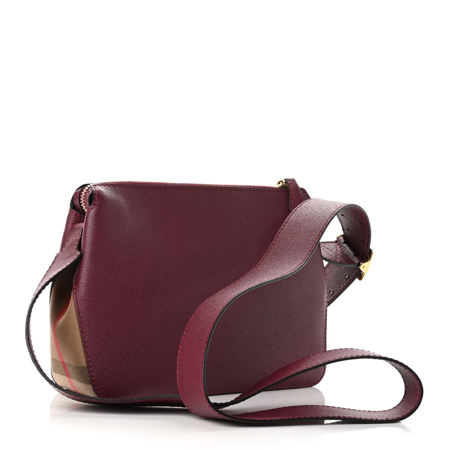 Burberry Soft Grain Calfskin House Check Small Helmsley Crossbody Dark Plum 4 of 9