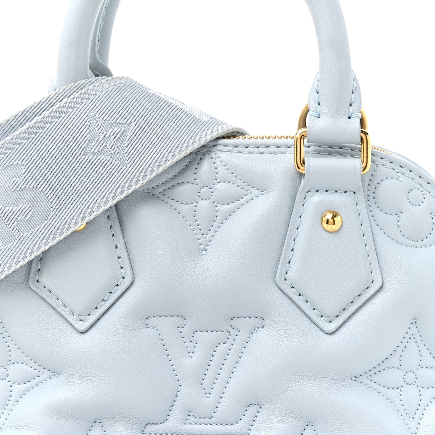 Louis Vuitton Calfskin Bubblegram Alma BB Ice Blue 7 of 10