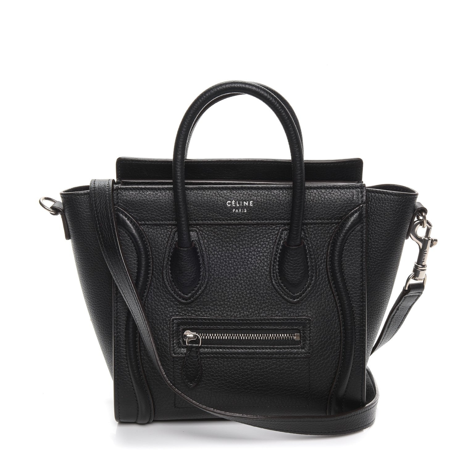 Celine Drummed Calfskin Nano Luggage Black 1 of 6