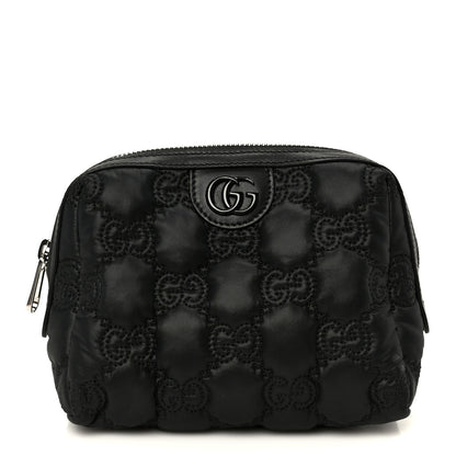 Gucci Nylon Calfskin Enamel GG Matelasse Beauty Case Black 1 of 9