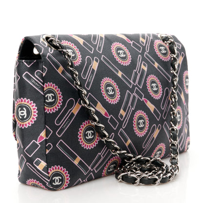 Chanel Satin Printed Lipstick Small Single Flap Black 3 of 11