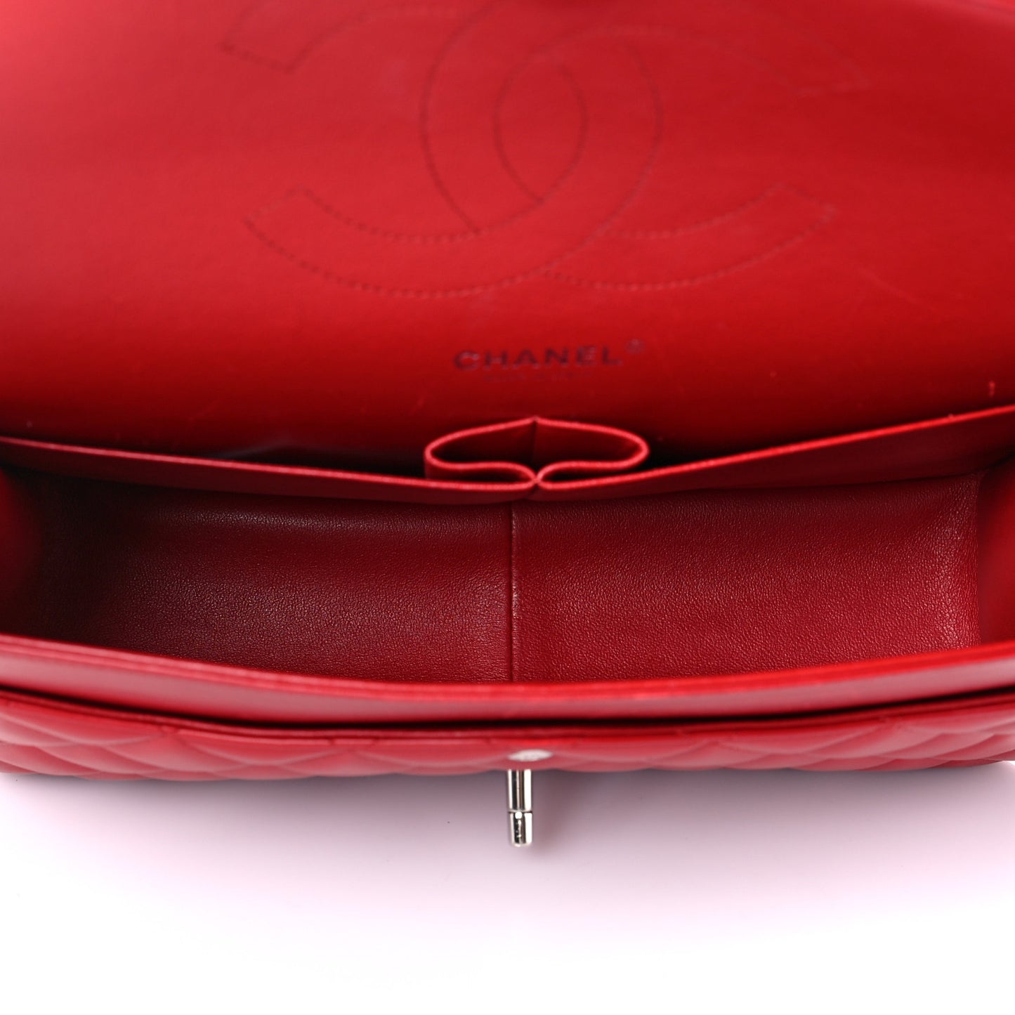 Lambskin Quilted Jumbo Double Flap Red