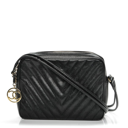 Chanel Caviar Chevron Quilted Camera Case Black 1 of 9
