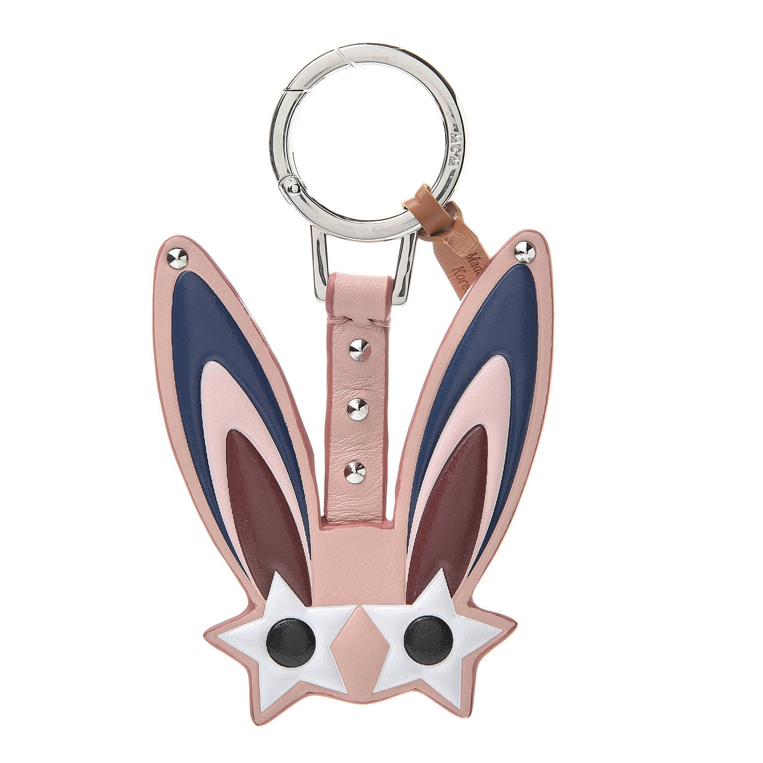 MCM Visetos Calfskin Rabbit Key Ring Pink 1 of 5
