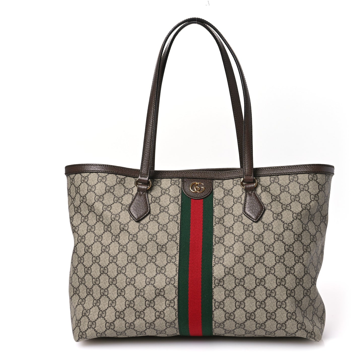 GG Supreme Monogram Medium Ophidia Shopping Tote Brown