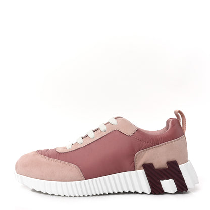 Hermes Parachute Fabric Suede Goatskin Bouncing Sneakers 37 Rose Rose Opaline 1 of 8