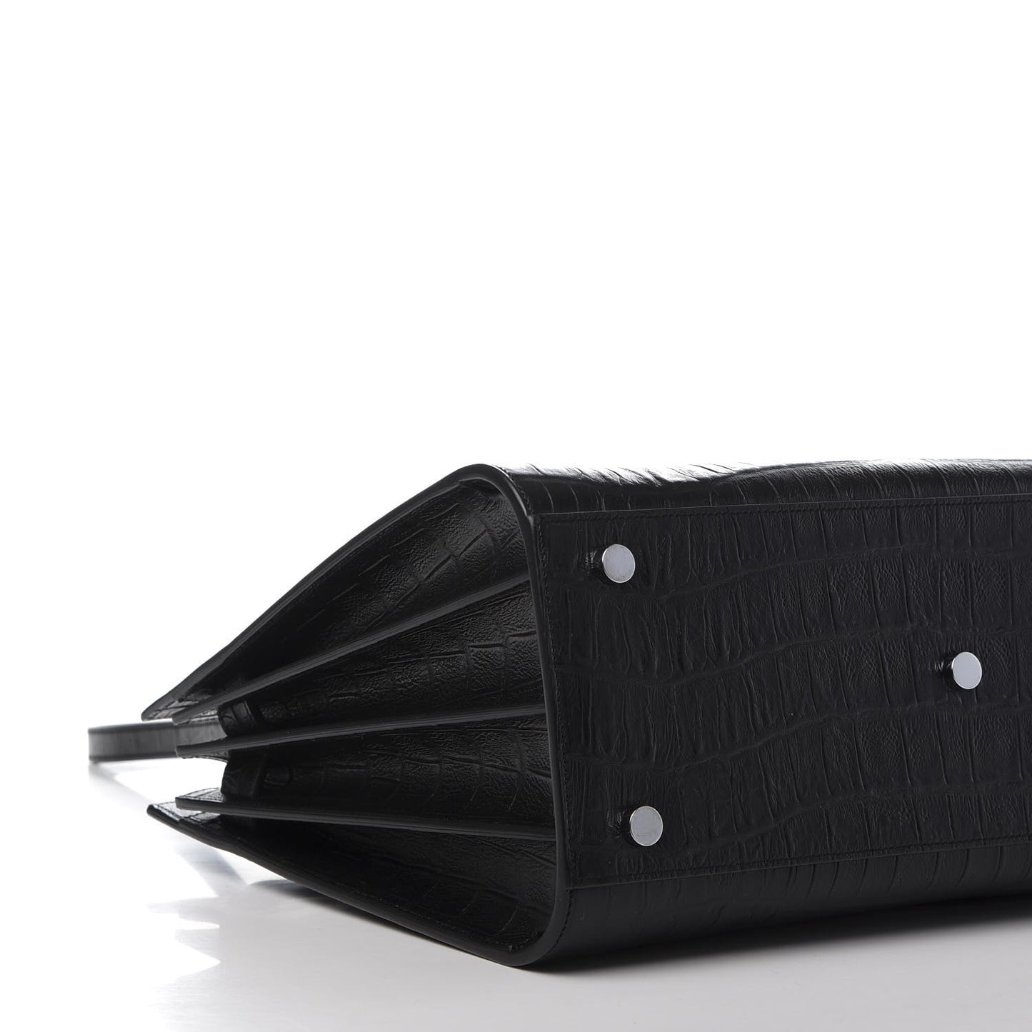 Calfskin Crocodile Embossed Small Sac de Jour Black