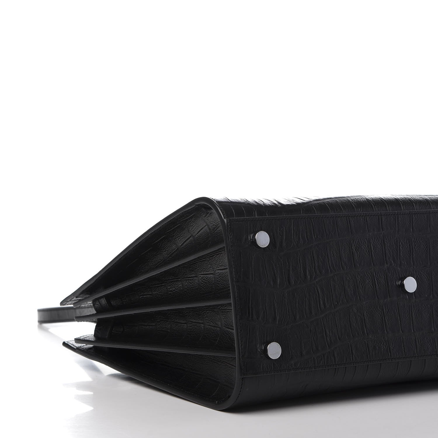 Saint Laurent Calfskin Crocodile Embossed Small Sac de Jour Black 9 of 11