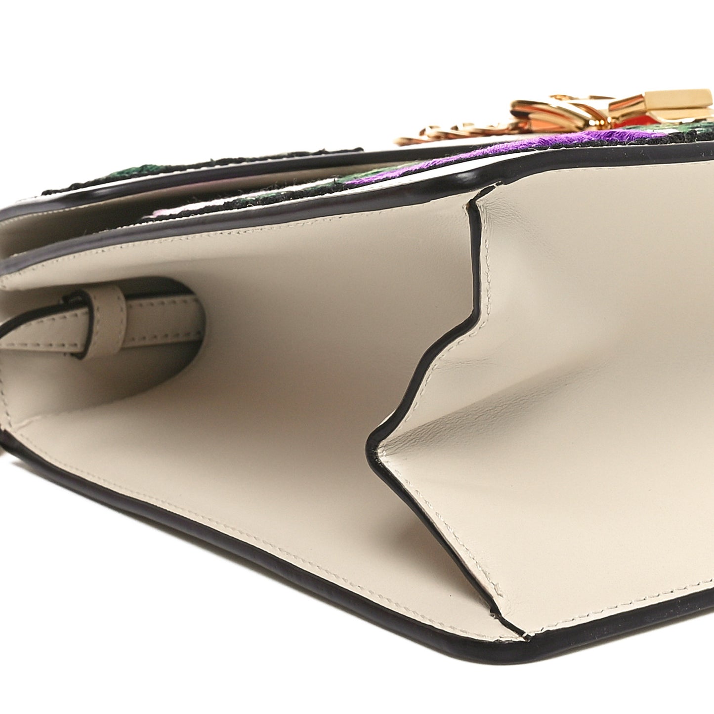 Calfskin Embroidered Medium Sylvie Top Handle Bag White