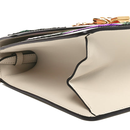 Gucci Calfskin Embroidered Medium Sylvie Top Handle Bag White 9 of 10