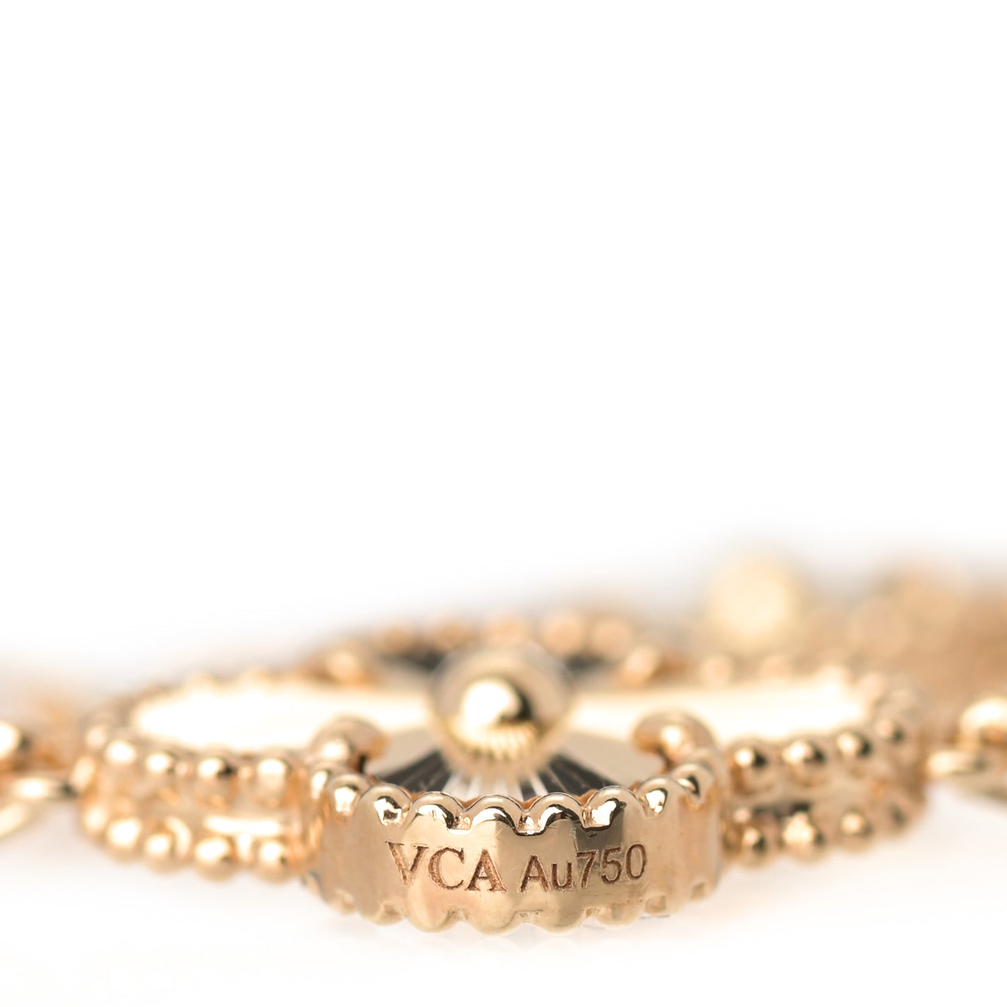 18K Yellow Gold 5 Motifs Guilloche Vintage Alhambra Bracelet