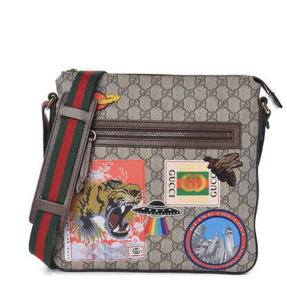 Gucci Soft GG Supreme Monogram Courrier Web Medium Flat Messenger Bag Beige New Acero Multicolor 1 of 10