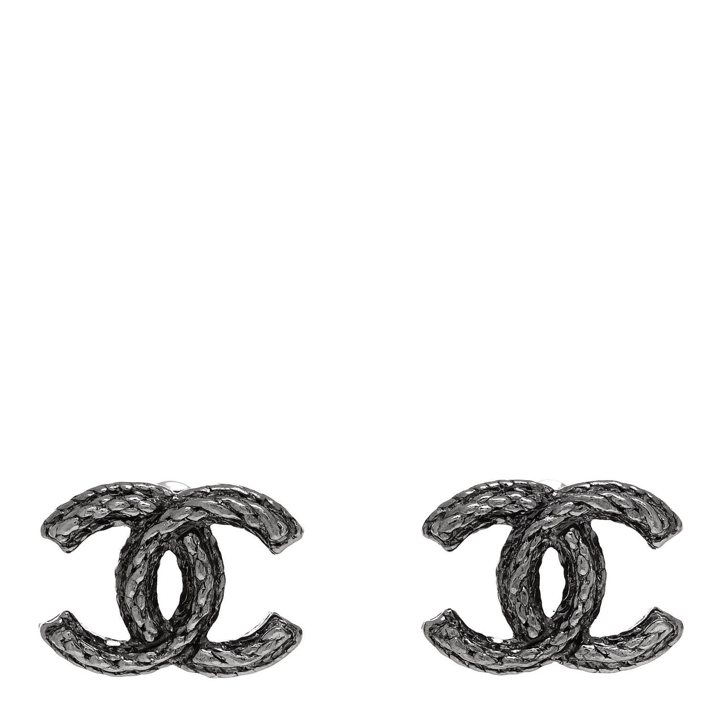 Ruthenium Twisted CC Earrings Silver