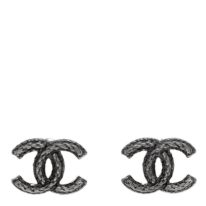 Chanel Ruthenium Twisted CC Earrings Silver 1 of 4