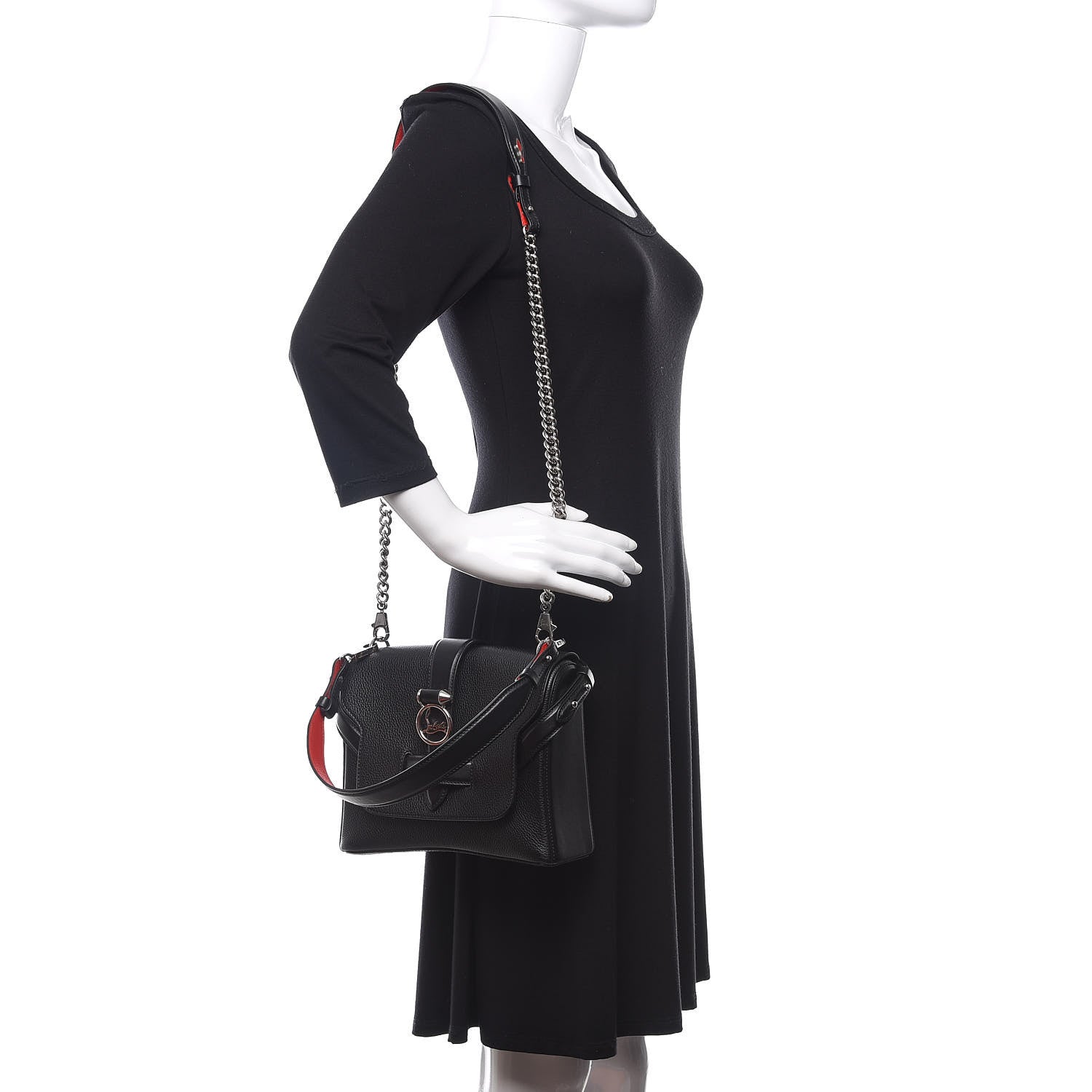 Christian Louboutin Pebbled Calfskin Small Rubylou Shoulder Bag Black 2 of 10