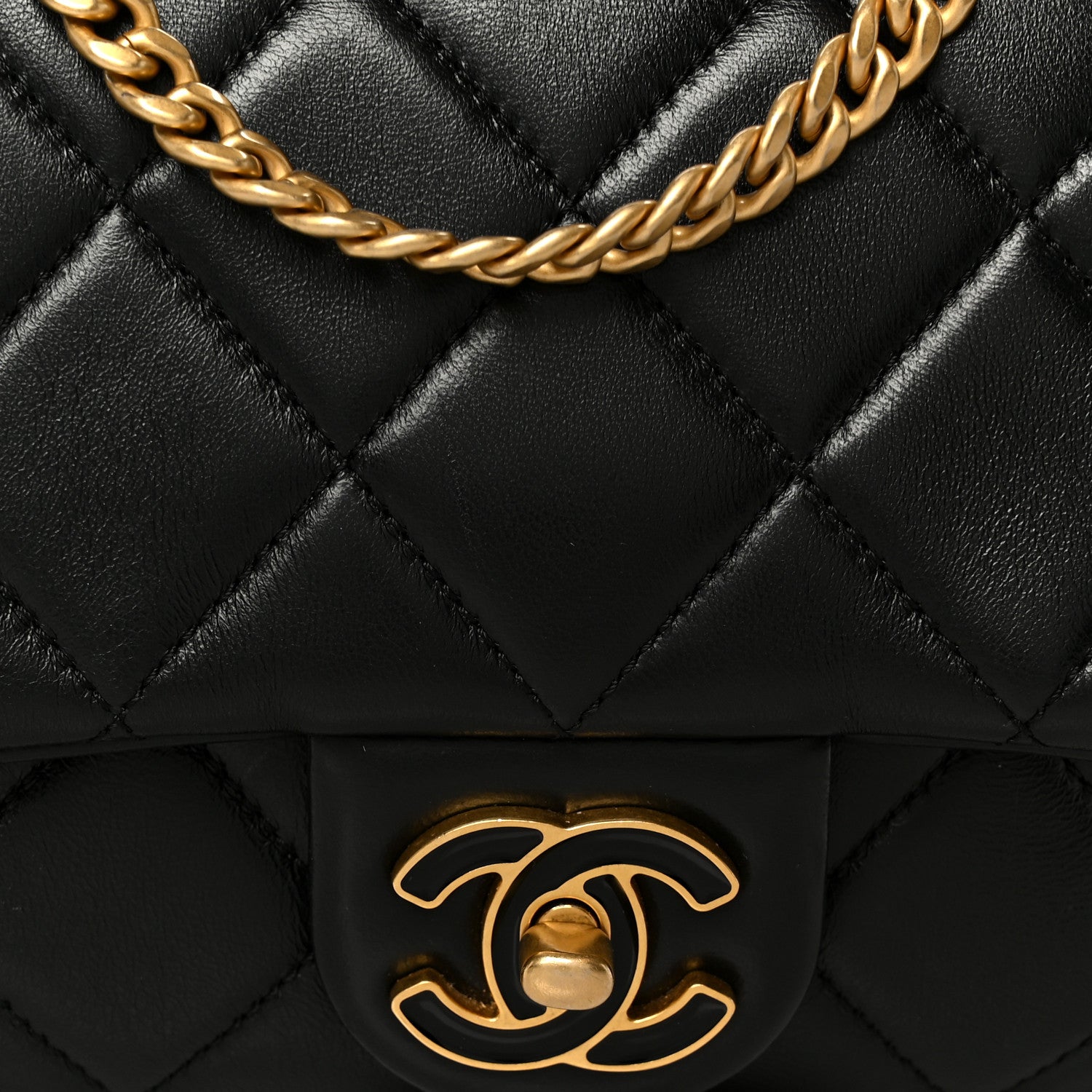Chanel Lambskin Enamel Quilted Pending CC Square Flap Black 9 of 11