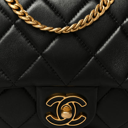 Chanel Lambskin Enamel Quilted Pending CC Square Flap Black 9 of 11