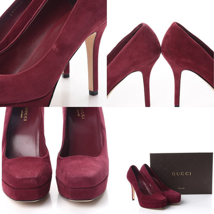 Gucci Suede Platform Pumps 36.5 Burgundy 7 of 11